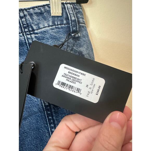 RAG & BONE NWT Featherweight Arianna Cropped Palazzo Jeans Sz 29 Beekman Women’s - Picture 3 of 9